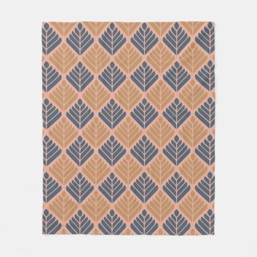 Orange Blue Leaf-like Mitte des Jahrhunderts Moder Fleecedecke (Vorderseite)