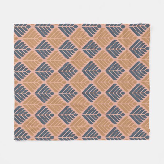 Orange Blue Leaf-like Mitte des Jahrhunderts Moder Fleecedecke (Vorderseite (Horizontal))