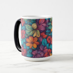 Orange Blue Lila Abstrakte Blume - Verwandlungstasse