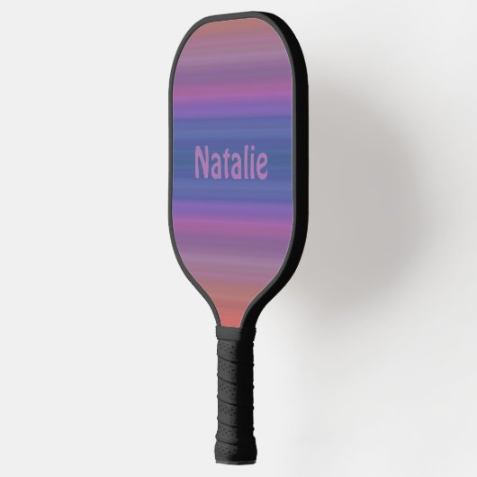 Orange Blue Lila Stripes Muster mit Name Pickleball Schläger (Links)