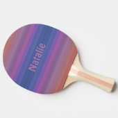Orange Blue Lila Stripes Muster mit Name Tischtennis Schläger (Seitenansicht)