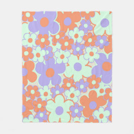 Orange Blue Lila Tropical Floral Botanical Fleecedecke