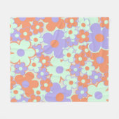 Orange Blue Lila Tropical Floral Botanical Fleecedecke (Vorderseite (Horizontal))