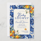 Orange Blue Little Süsse Baby Dusche Einladung (Vorderseite)