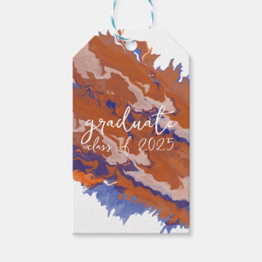 Orange & Blue Marble Abschluss Geschenkanhänger (Vorderseite)