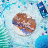 Orange & Blue Marble Abschluss Paper Teller (Party)