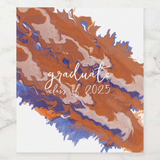 Orange & Blue Marble Abschluss Weinetikett (Einzelnes Label)