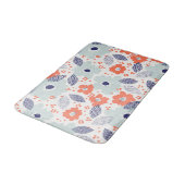 Orange & Blue Modern Blume Pattern Badematte (Schrägansicht)