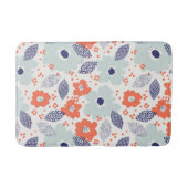 Orange & Blue Modern Blume Pattern Badematte (Vorderseite)