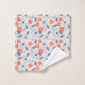 Orange & Blue Modern Blume Pattern Badhandtuch Set (Waschlappen)