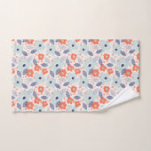 Orange & Blue Modern Blume Pattern Badhandtuch Set (Handtuch)