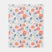 Orange & Blue Modern Blume Pattern Fleecedecke (Vorderseite)