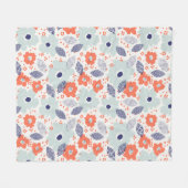 Orange & Blue Modern Blume Pattern Fleecedecke (Vorderseite (Horizontal))