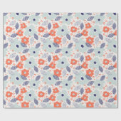 Orange & Blue Modern Blume Pattern Geschenkpapier (Flach)