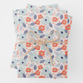 Orange & Blue Modern Blume Pattern Geschenkpapier Set (Beispiel)