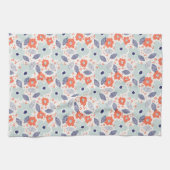 Orange & Blue Modern Blume Pattern Geschirrtuch (Horizontal)