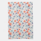 Orange & Blue Modern Blume Pattern Geschirrtuch (Vertikal)