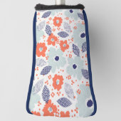 Orange & Blue Modern Blume Pattern Golf Headcover (Rotieren 90)