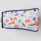 Orange & Blue Modern Blume Pattern Golf Headcover (Vorderseite)