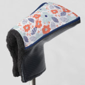 Orange & Blue Modern Blume Pattern Golf Headcover (3/4 Vorderseite)