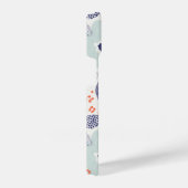 Orange & Blue Modern Blume Pattern iPhone Hülle (Rechte Seite)