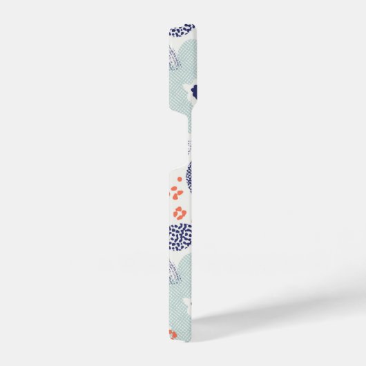 Orange & Blue Modern Blume Pattern iPhone Hülle (Rechte Seite)