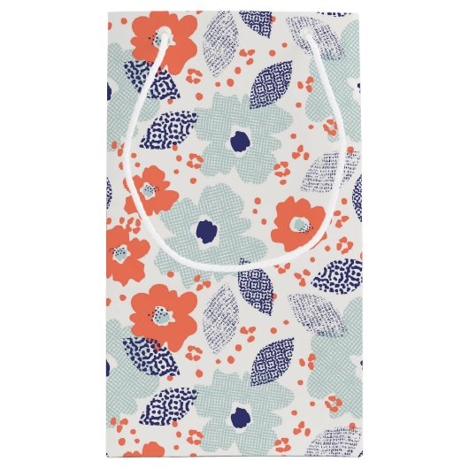 Orange & Blue Modern Blume Pattern Kleine Geschenktüte (Rückseite)