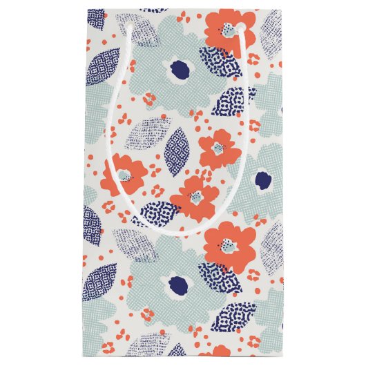 Orange & Blue Modern Blume Pattern Kleine Geschenktüte (Vorderseite)