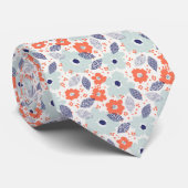 Orange & Blue Modern Blume Pattern Krawatte (Gerollt)