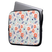 Orange & Blue Modern Blume Pattern Laptopschutzhülle (Vorderseite Links)