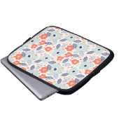 Orange & Blue Modern Blume Pattern Laptopschutzhülle (Vorne Knopf)