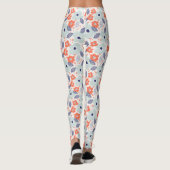 Orange & Blue Modern Blume Pattern Leggings (Rückseite)