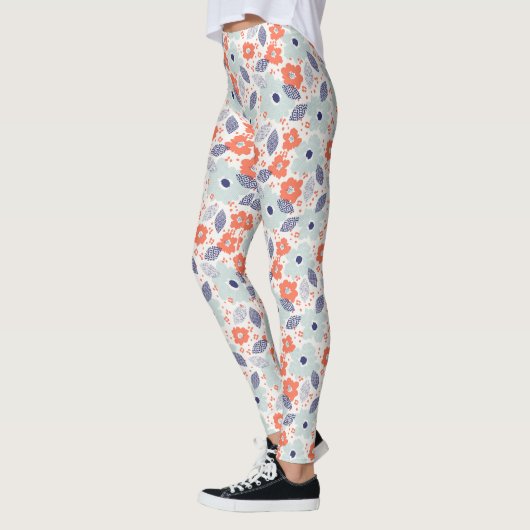 Orange & Blue Modern Blume Pattern Leggings (Links)