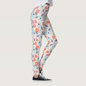 Orange & Blue Modern Blume Pattern Leggings (Rechts)