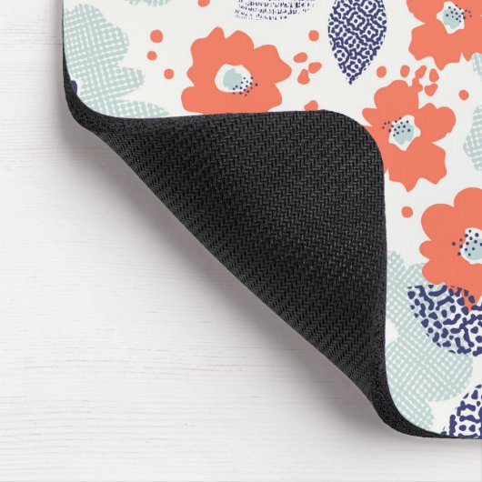 Orange & Blue Modern Blume Pattern Mousepad (Ecke)