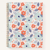 Orange & Blue Modern Blume Pattern Notizblock (Vorderseite)