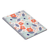 Orange & Blue Modern Blume Pattern Notizblock (Rechte Seite)