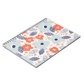 Orange & Blue Modern Blume Pattern Notizblock (Linke Seite)