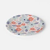 Orange & Blue Modern Blume Pattern Pappteller (Schrägansicht)