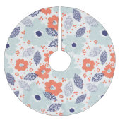 Orange & Blue Modern Blume Pattern Polyester Weihnachtsbaumdecke (Vorderseite)