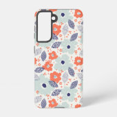 Orange & Blue Modern Blume Pattern Samsung Galaxy Hülle (Rückseite)