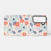 Orange & Blue Modern Blume Pattern Samsung Galaxy Hülle (Rückseite (Horizontal))