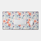 Orange & Blue Modern Blume Pattern Schreibtischunterlage (Tastatur & Maus)