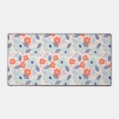 Orange & Blue Modern Blume Pattern Schreibtischunterlage (Vorderseite)