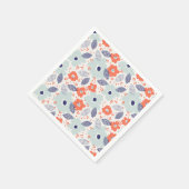 Orange & Blue Modern Blume Pattern Serviette (Ecke)