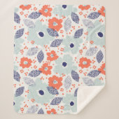 Orange & Blue Modern Blume Pattern Sherpadecke (Vorderseite)