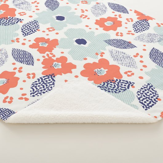 Orange & Blue Modern Blume Pattern Sherpadecke (3/4)