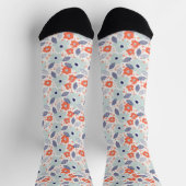 Orange & Blue Modern Blume Pattern Socken (Oben)