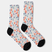 Orange & Blue Modern Blume Pattern Socken (Rechts)