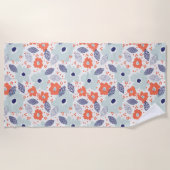 Orange & Blue Modern Blume Pattern Strandtuch (Vorderseite)